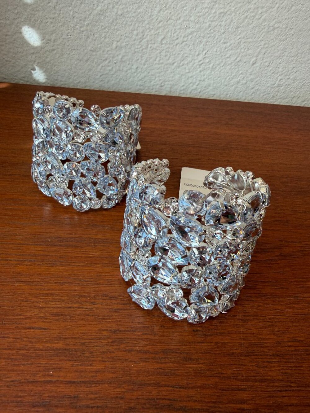 Marilyn Monroe Rhinestone Cuff Bracelets Set Silver Crystal Costume Glam
